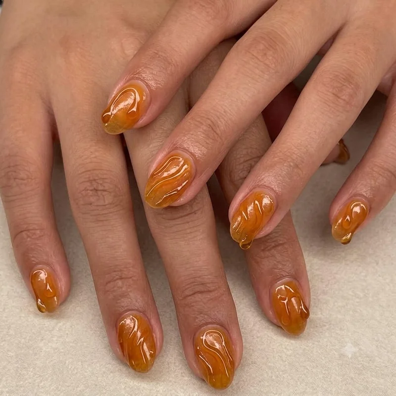 3D rubberised sensory nail design with tactile syrup gel dimensional texture