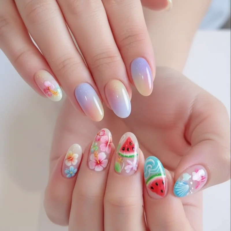 Summer Nail Art Designs: Florals, Fruits & Beach