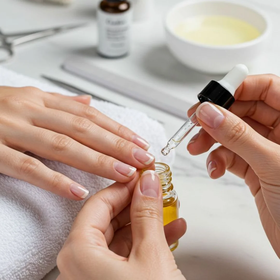 Healthy strong natural nails with perfect cuticles showing results of proper nail care routine