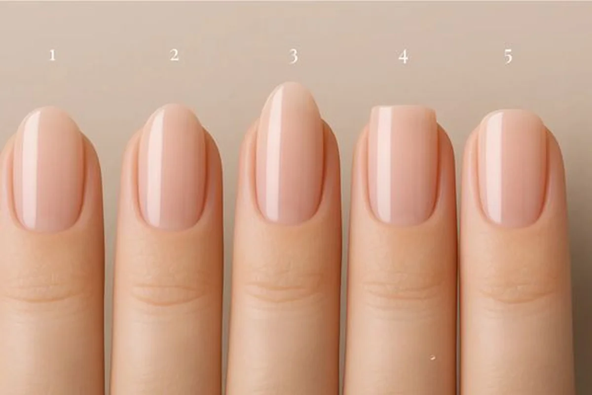 Professional nail shapes for work comparison chart showing squoval oval and rounded shapes side by side for office settings